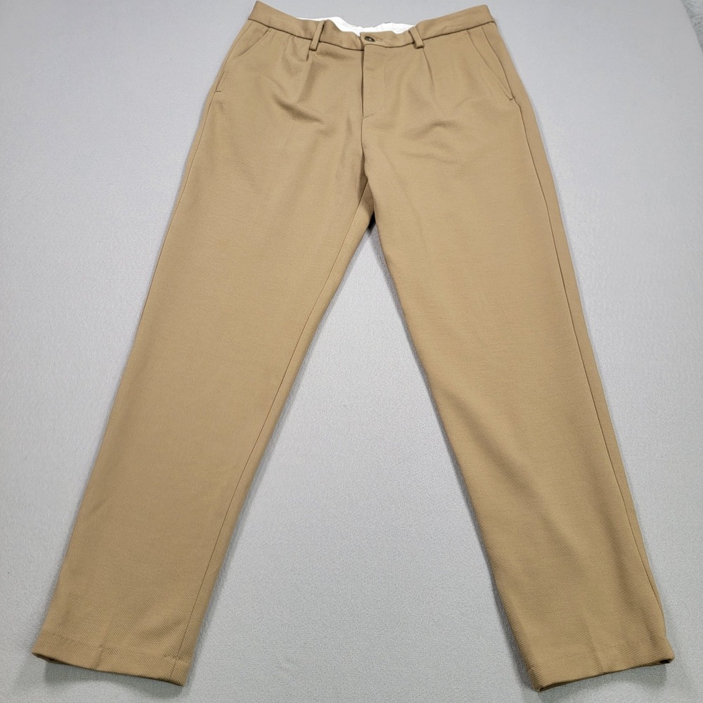 Women's Zara Pleated Trousers, Khaki, Size 32 Waist, Pre-Owned